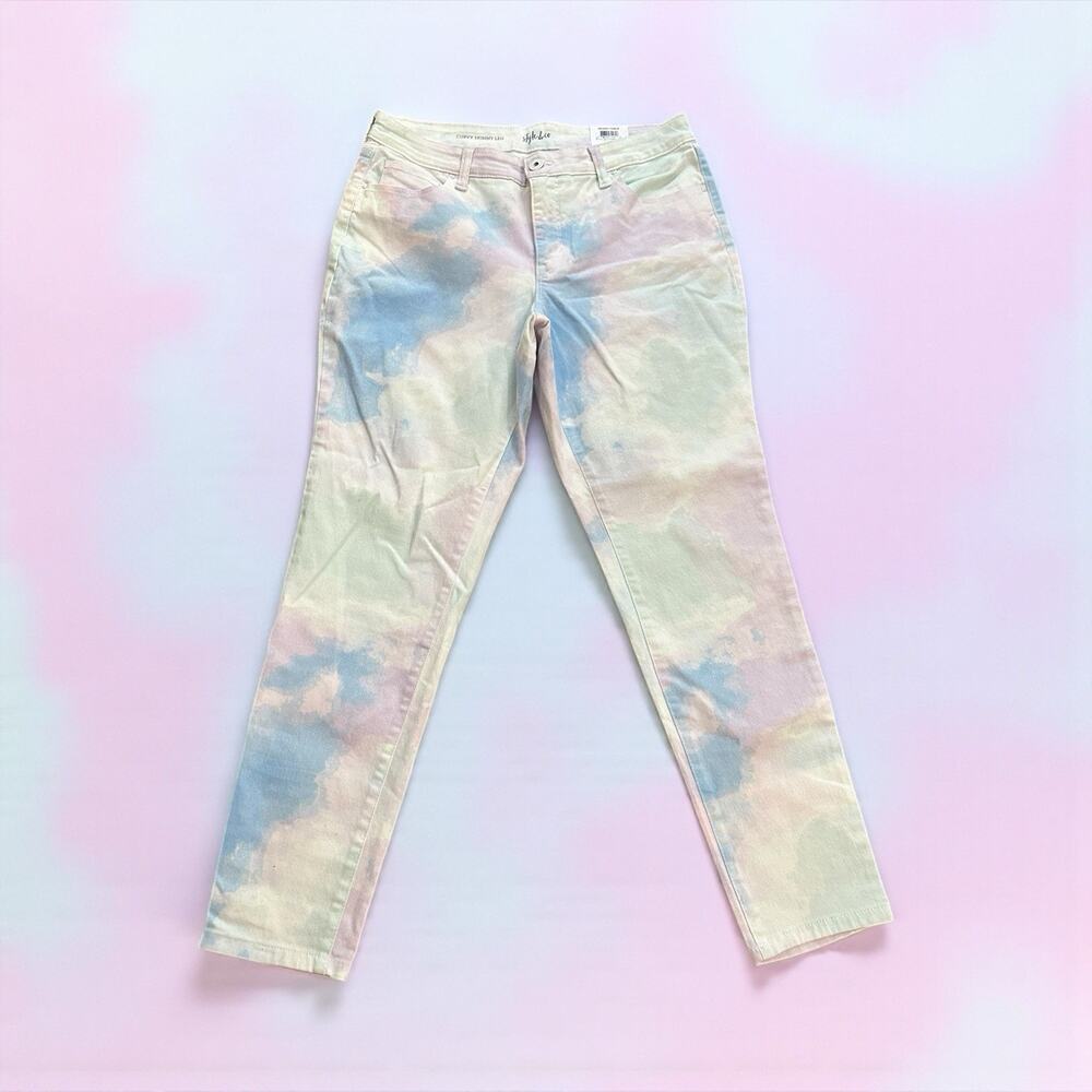 Style & Co Tie-Dye Curvy Skinny Leg Mid-Rise Slimming Denim Jeans Women's 12